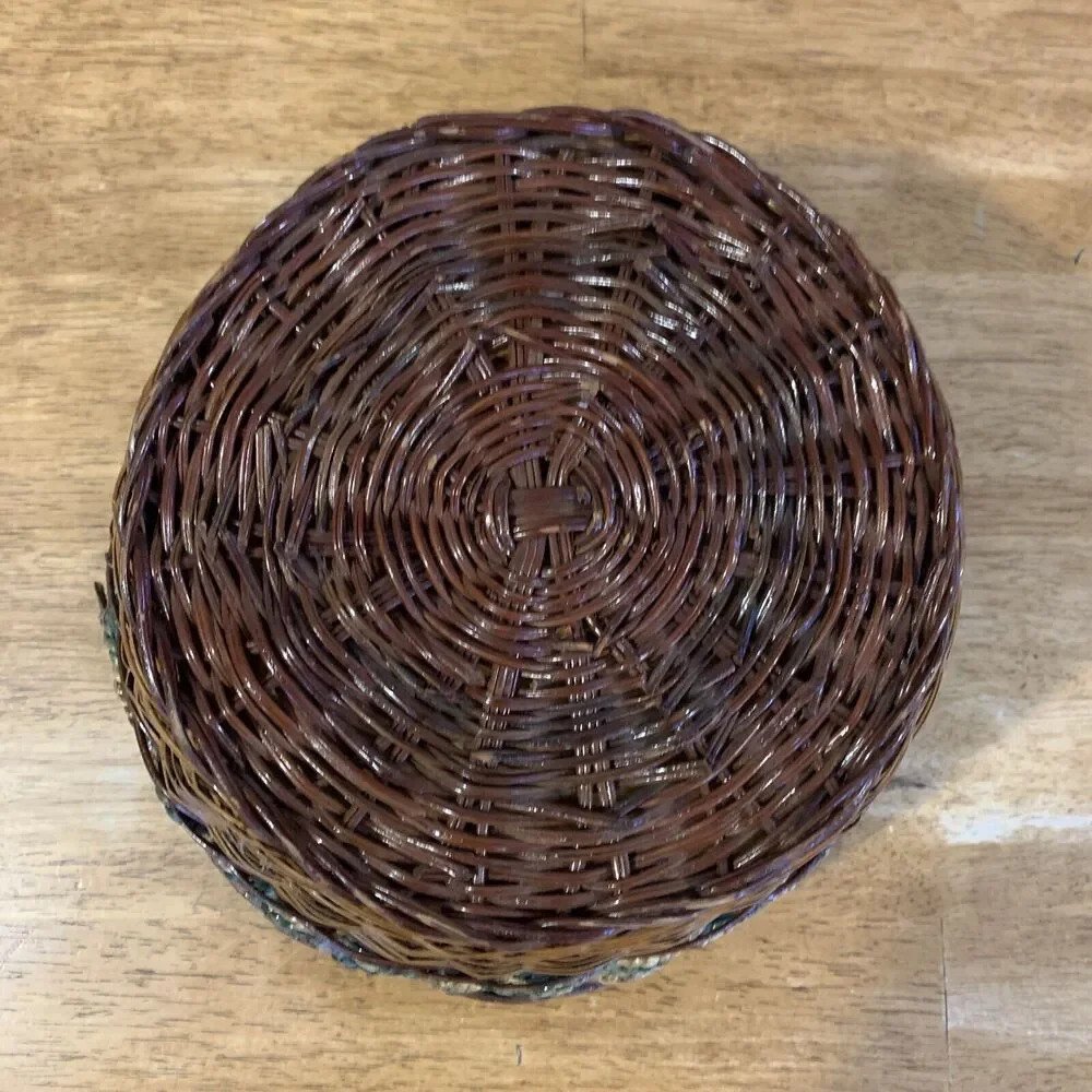 Unbranded Brown Wicker‎ Basket With Sage Colored Rope Like Detail